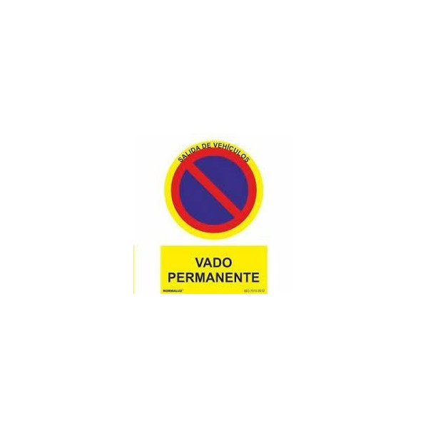PLACA SEÑAL VADO PERMANENTE 20*30