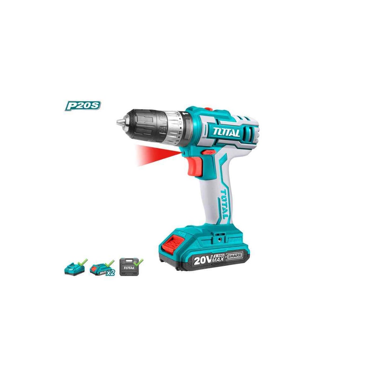 ATORNILLADOR PERCUTOR 20V 2 AH TOTAL