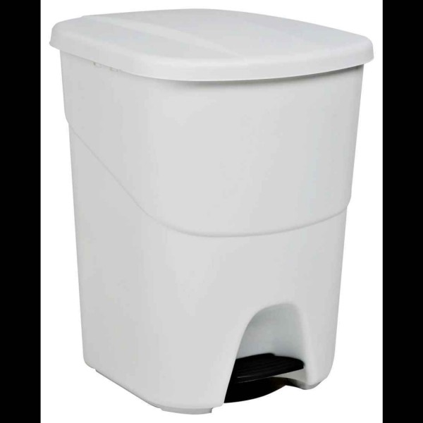 CUBO BASURA CON PEDAL Y TAPA 28 LT BLANCO