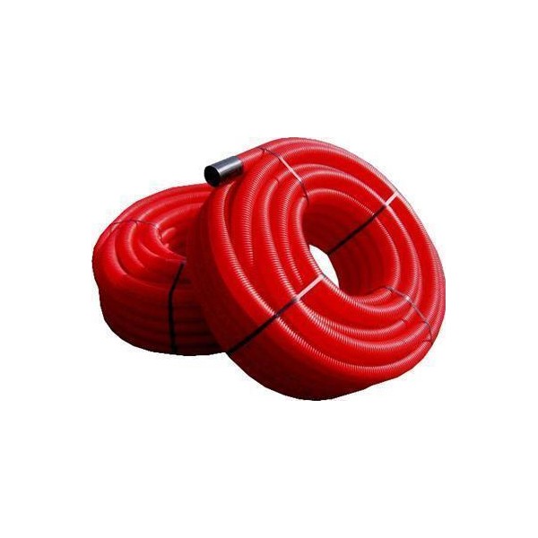 TUBO DECAPLAST COARRUGADO 200MM ROJO 25 MTR