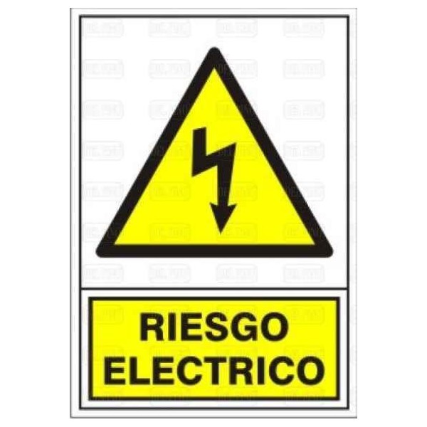 SEÑAL RIESGO ELECTRICO ADHESIVA 105*105 MMM
