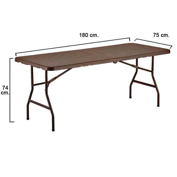 MESA RECTANGULAR 180*74.5*73*5 FIBRA PLEGA MARRON
