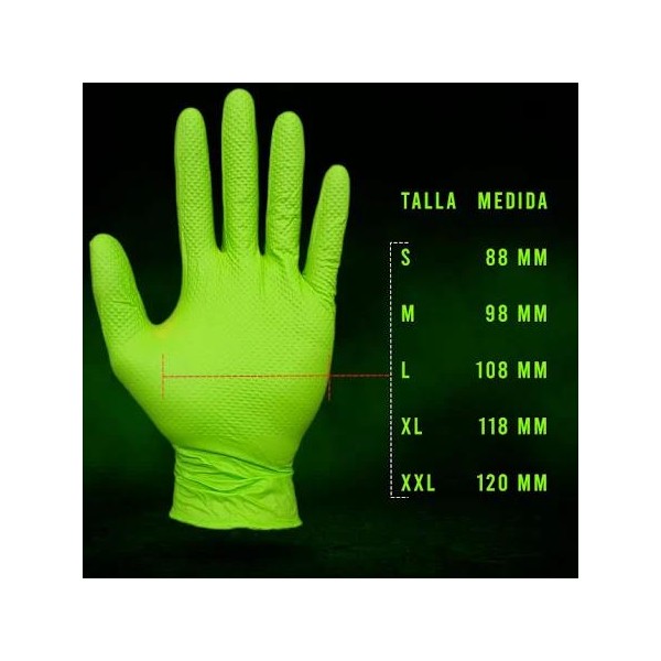 GUANTE NITRILO DIAMANTADO 7 MICRAS 150UNI TALLA XL