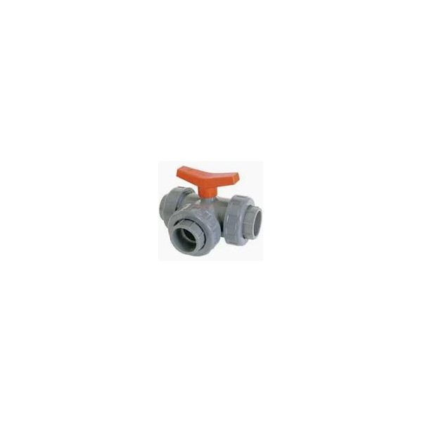 VALVULA BOLA PVC 3 VIAS ENCOLAR 32