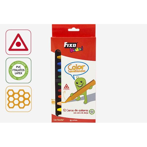 CERAS SEMIBLANDAS FIXO KIDS COLORES 12 UNI