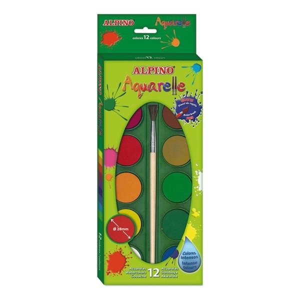 ACUARELA 12 UNIDADES ALPINO+PINCEL