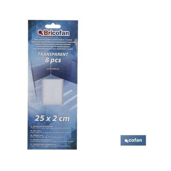 TIRAS ANTIDESLIZANTE 25*2CM 8 UNIDADES PARA BAÑERA