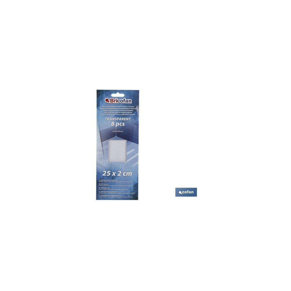 TIRAS ANTIDESLIZANTE 25*2CM 8 UNIDADES PARA BAÑERA