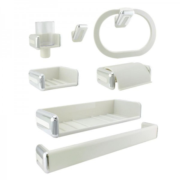 JUEGO ACCESORIOS BAÑO BLANCO