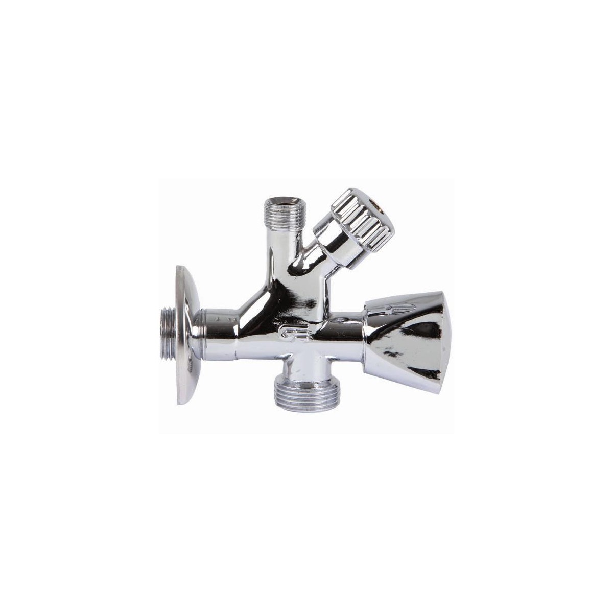 LLAVE-VALVULA ESCUADRA DOBLE LAVADORA 3/4-3/8 MT
