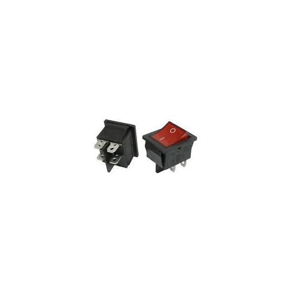 INTERRUPTOR LUMINOSO ROJO PEQUENO 4 CLAVIJAS