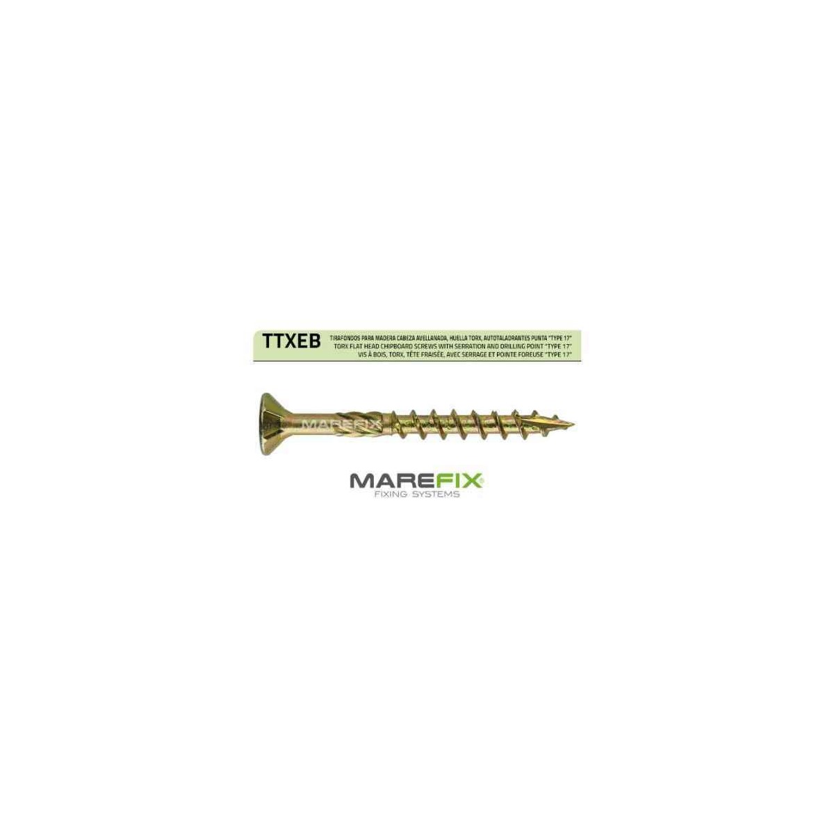 TIRAFONDO MAREFIX 6-100 TORX T30 C/PLANA