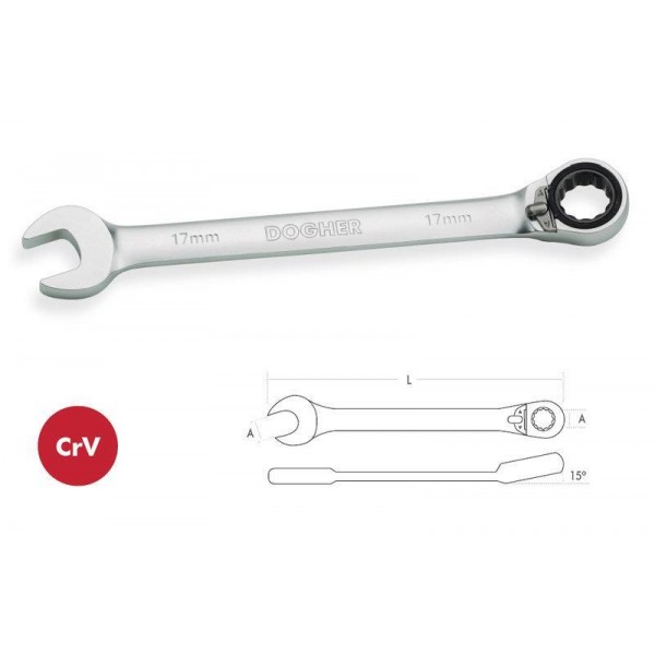 LLAVE COMBINADA CARRACA 18MM DOGHER