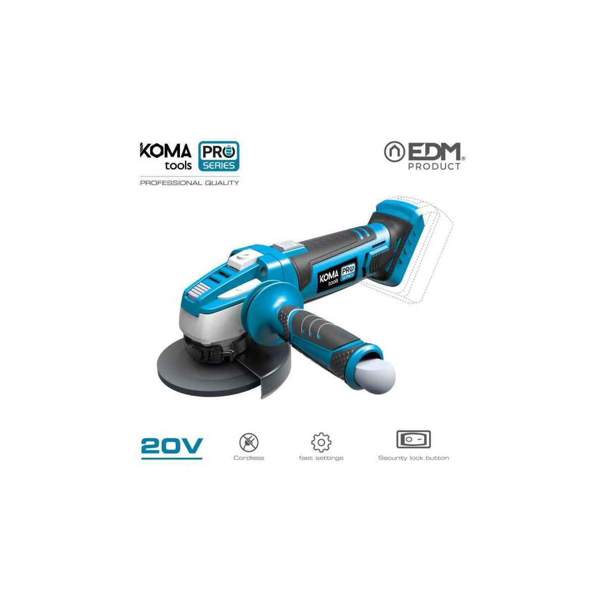 AMOLADORA BATERIA KOMA 20V CON BATERIA Y CARGADOR