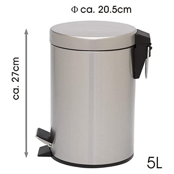 CUBO BASURA CON PEDAL Y TAPA 5 LT INOX