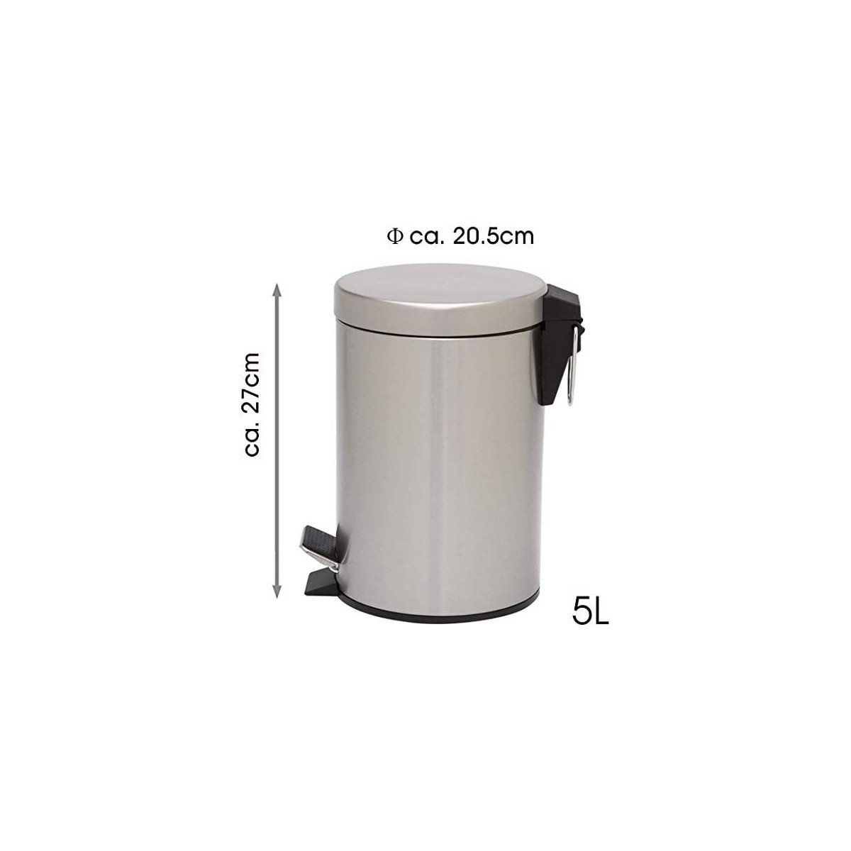 CUBO BASURA CON PEDAL Y TAPA 5 LT INOX