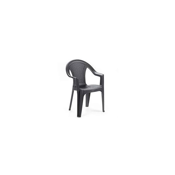 SILLA PLASTICO JARDIN REFORZADA RATAN GRIS