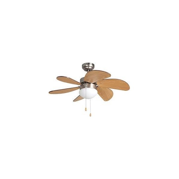 VENTILADOR TECHO MADERA C/ LUZ 4 ASPAS 105CM 50W